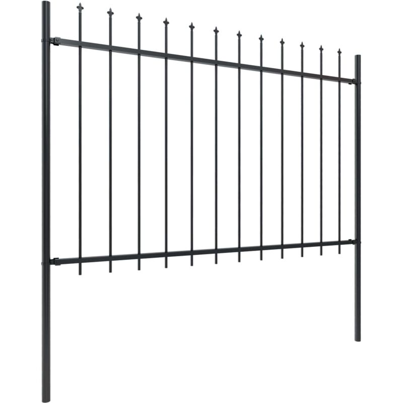 Longziming - inlife Clôture de jardin avec dessus en lance Acier 1,7 x 1,2 m Noir