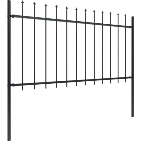 INLIFE Clôture de jardin avec dessus en lance Acier 3,4 x 1 m Noir