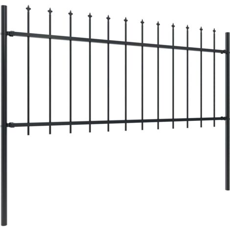 INLIFE Clôture de jardin avec dessus en lance Acier 3,4x0,8 m Noir