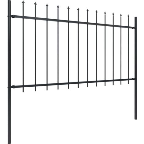 INLIFE Clôture de jardin avec dessus en lance Acier 5,1 x 1 m Noir