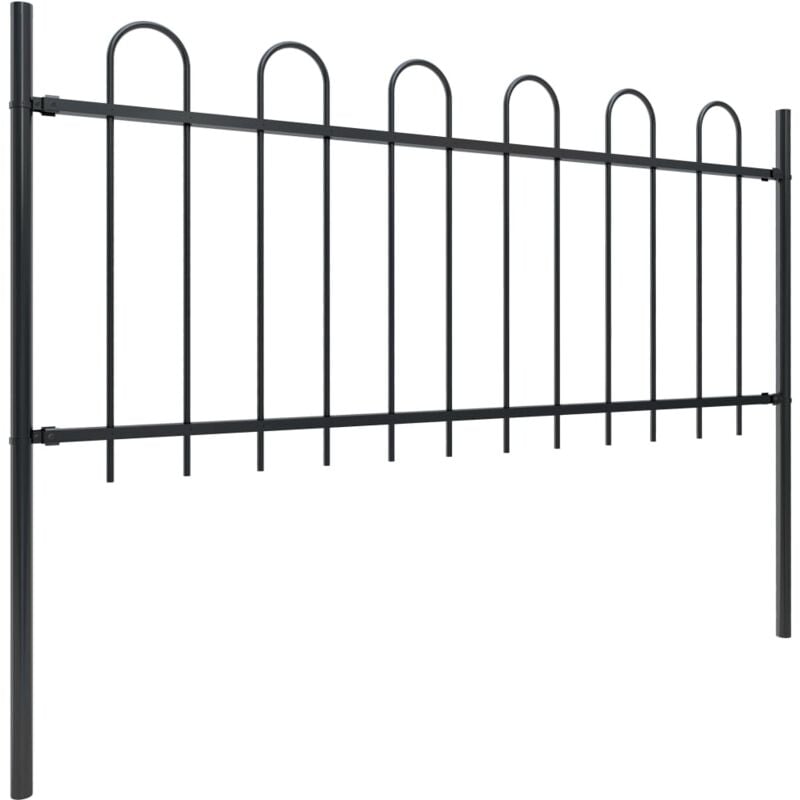 Clôture de jardin avec dessus en cerceau Acier 1,7 m Noir - Inlife