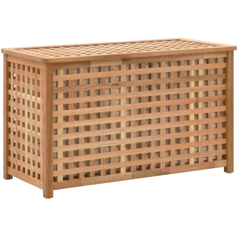 Coffre de blanchisserie 77,5x37,5x46,5 cm Bois massif de noyer - Inlife