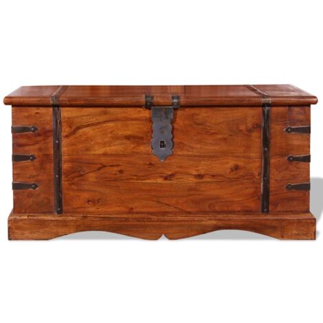 INLIFE Coffre de rangement Bois massif