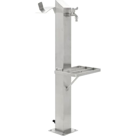 INLIFE Colonne à eau de jardin carrée Acier inoxydable 95 cm