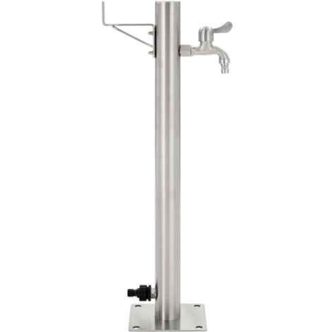 INLIFE Colonne à eau de jardin ronde Acier inoxydable 65 cm