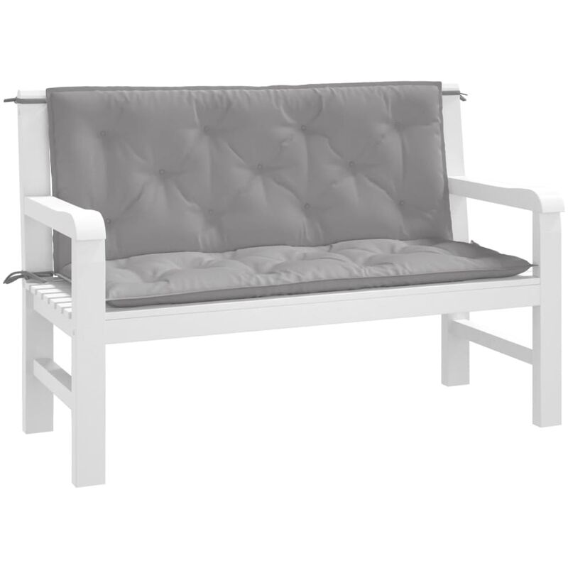 Inlife - Set 2 Coussin Matelas Assise Dossier pour Banc de Jardin Balancelle Canapé en Tissu Oxford grand confort 120cm x 50 cm x 7 cm Gris