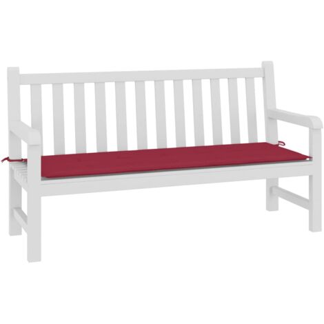 INLIFE Coussin de banc de jardin Tissu 150x50x3 cm Rouge bordeaux