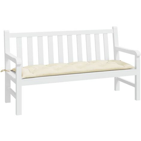 INLIFE Coussin de banc de jardin Tissu Blanc crème 150x50x7 cm