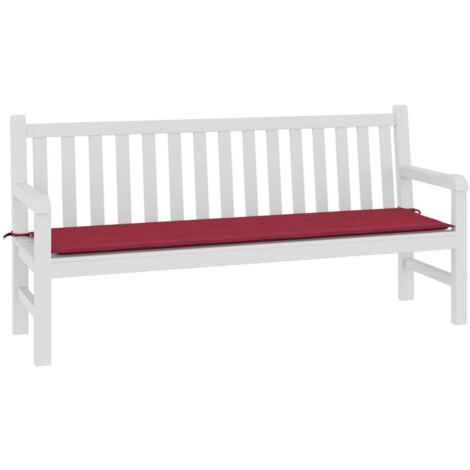 INLIFE Coussin de banc de jardin Tissu Rouge bordeaux 180x50x3 cm