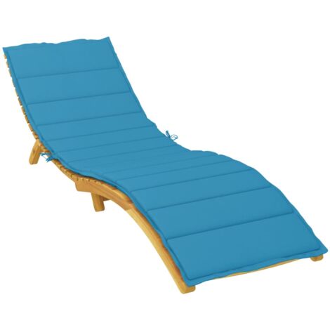 INLIFE Coussin de chaise longue Bleu 200x60x3 cm Tissu