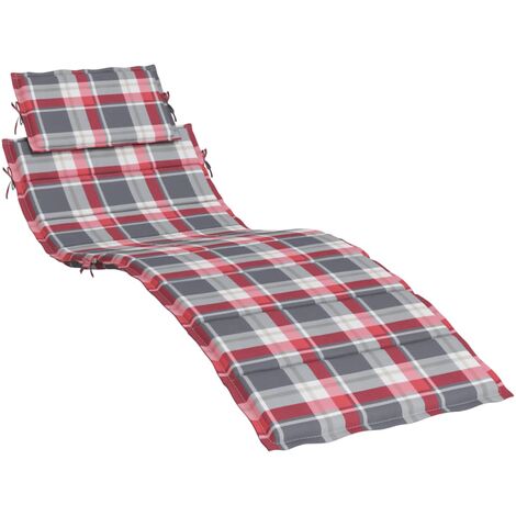 INLIFE Coussin de chaise longue Carreaux rouges 186x58x3 cm