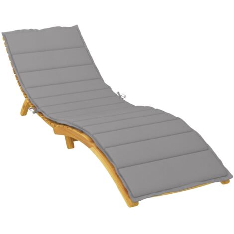 INLIFE Coussin de chaise longue Gris 200x60x3 cm Tissu