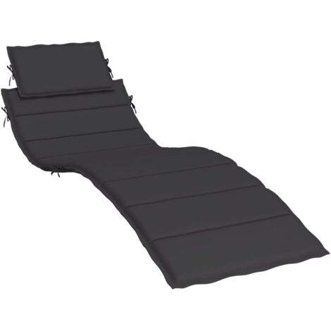 INLIFE Coussin de chaise longue Noir 186x58x3 cm