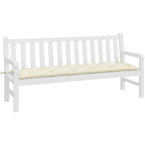 INLIFE Coussin matelas assise dossier pour banc de balancelle jardin grand confort en Tissu 180x50x7 cm Blanc crème