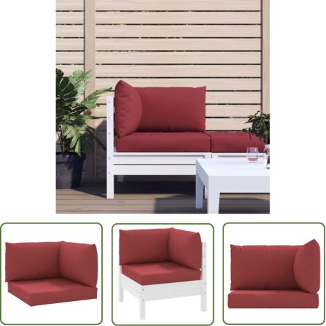 INLIFE Coussins de canapé palette 3 pcs Rouge bordeaux Tissu