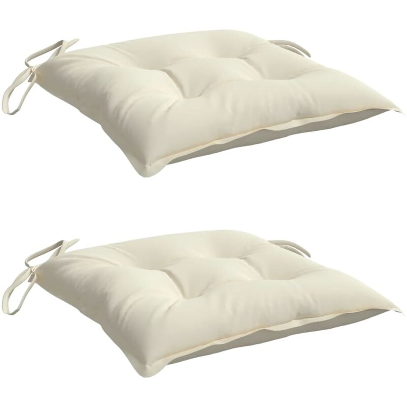 Inlife - Coussins de chaise 40x40x7 cm Tissu 2 pcs Blanc crème