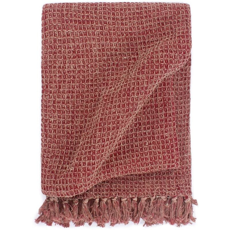 inlife - couverture en coton 125 x 150 cm bordeaux - rouge