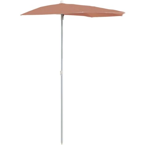 INLIFE Demi-parasol de jardin avec mât 180x90 cm Terre cuite