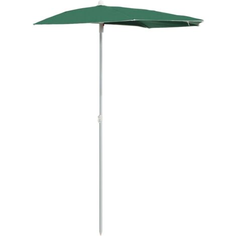 INLIFE Demi-parasol de jardin avec mât 180x90 cm Vert