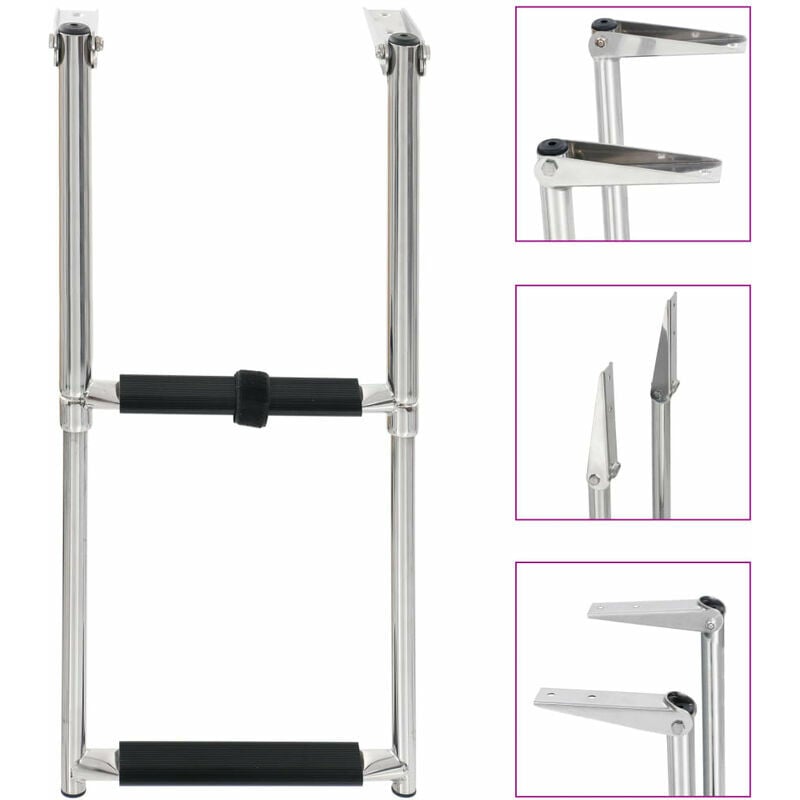 Inlife - chelle d'embarquement pliable 2 marches Acier inoxydable