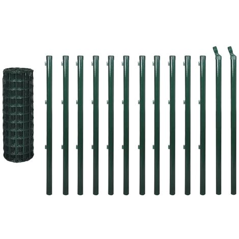 INLIFE Ensemble de clôture Euro Acier 25 x 1,5 m Vert