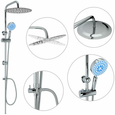 INLIFE Ensemble de douche à deux têtes avec douchette Acier inoxydable