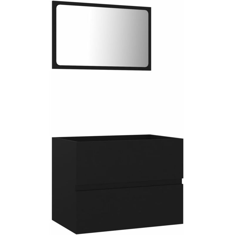 Inlife - Ensemble de meubles de salle de bain 2 pcs Noir Aggloméré
