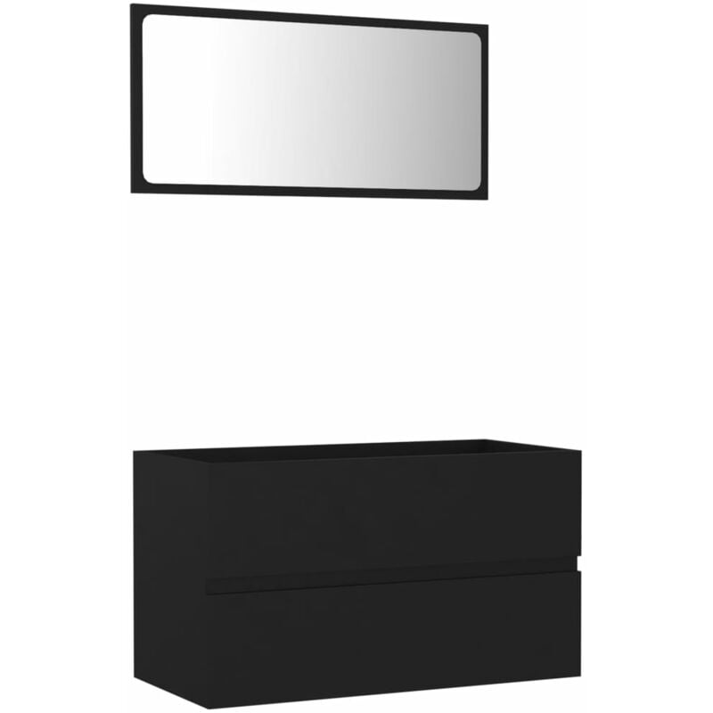 Inlife - Ensemble de meubles de salle de bain 2 pcs Noir Aggloméré