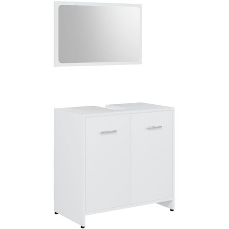 INLIFE Ensemble de meubles de salle de bain Blanc Aggloméré