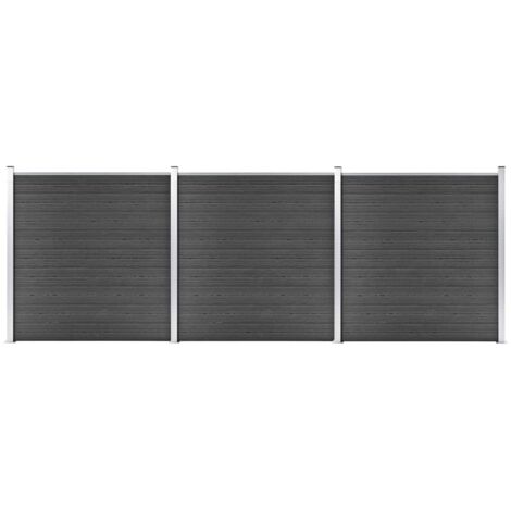 INLIFE Ensemble de panneau de clôture WPC 526x186 cm Noir
