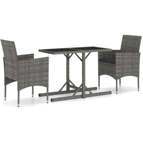 INLIFE Ensemble de salle à manger de jardin 3 pcs Gris