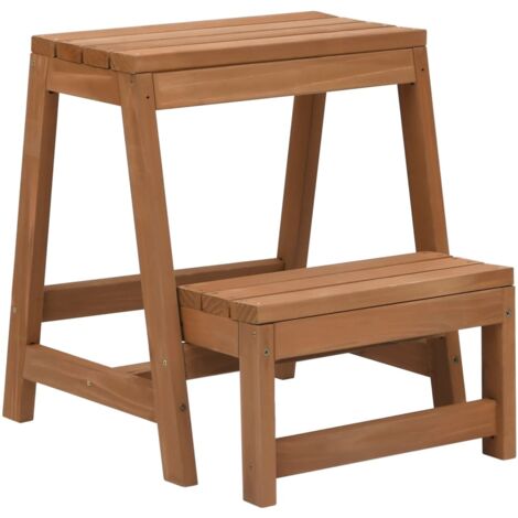 INLIFE Escabeau pliable Bois de sapin massif