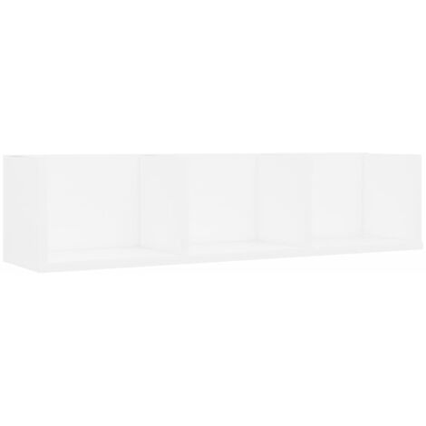 INLIFE Étagère murale à CD Meuble d’entrée de Rangement 75x18x18 cm Aggloméré Blanc