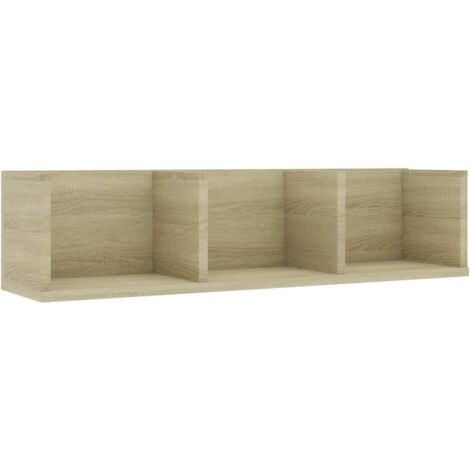 INLIFE Étagère murale à CD Meuble d’entrée de Rangement 75x18x18 cm Aggloméré Chêne sonoma