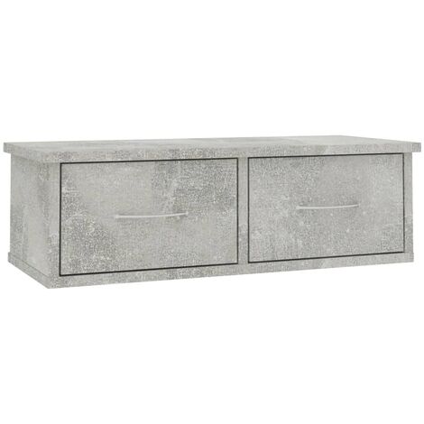 INLIFE Étagère murale avec tiroirs Gris béton 60x26x18,5 cm Aggloméré