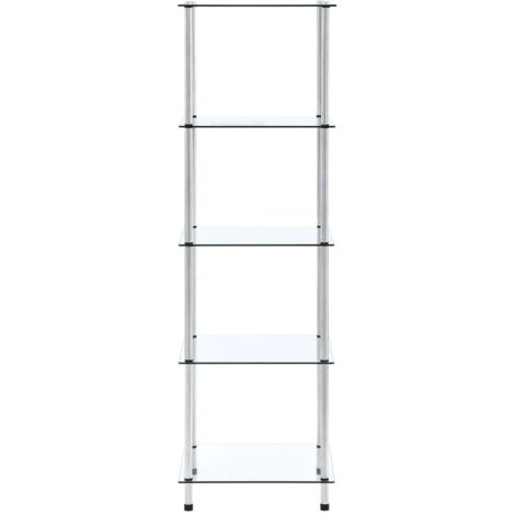 INLIFE Étagère Transparent Verre trempé 40x40x130 cm Étagère à 5 niveaux