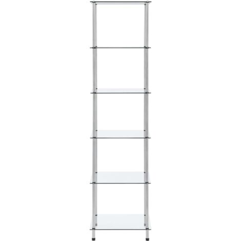 INLIFE Étagère Transparent Verre trempé 40x40x160 cm Étagère à 6 niveaux