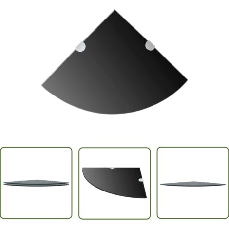 INLIFE Étagères d'angle 2 pcs et supports chromés Verre Noir 25x25 cm
