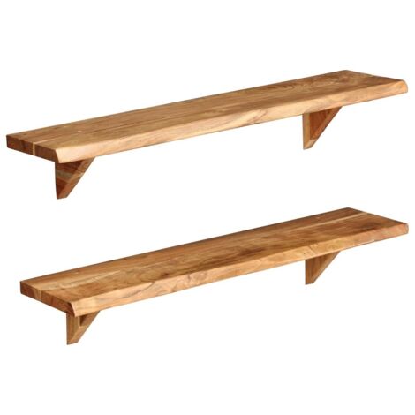 INLIFE Étagères murales 2 pcs 90x20x16 cm Bois d'acacia massif