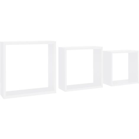 INLIFE Étagères murales sous forme de cube 3 pcs Blanc MDF