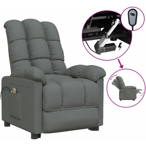INLIFE Fauteuil de massage inclinable électrique Gris foncé Tissu