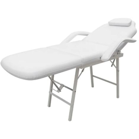 INLIFE Fauteuil de massage pour traitement facial Simili-cuir Blanc