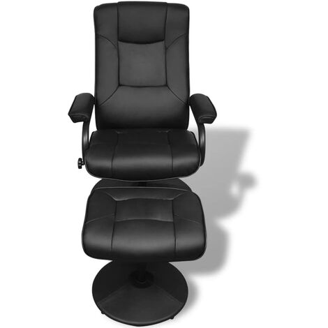 INLIFE Fauteuil TV avec repose-pied Noir Similicuir
