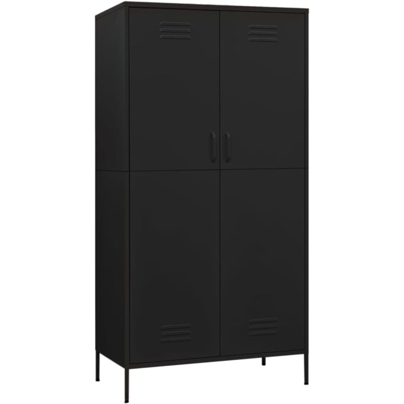 Inlife - Garde-robe Noir 90x50x180 cm Acier