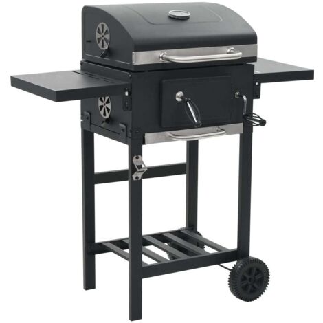INLIFE Gril de barbecue au charbon de bois et étagère inférieure Noir