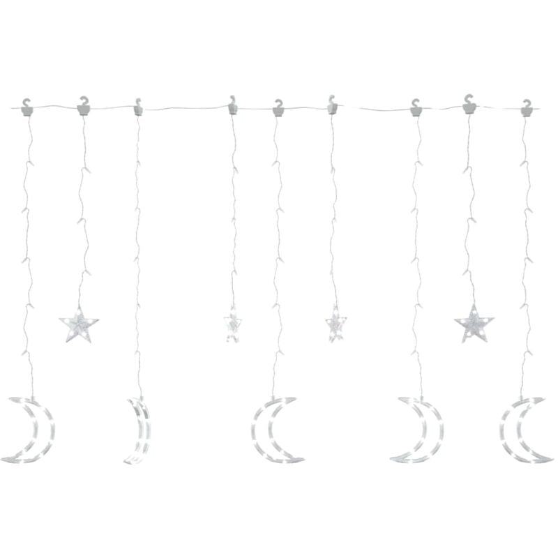 Guirlande lumineuse étoile et lune avec télécommande 138 led Blanc - Inlife