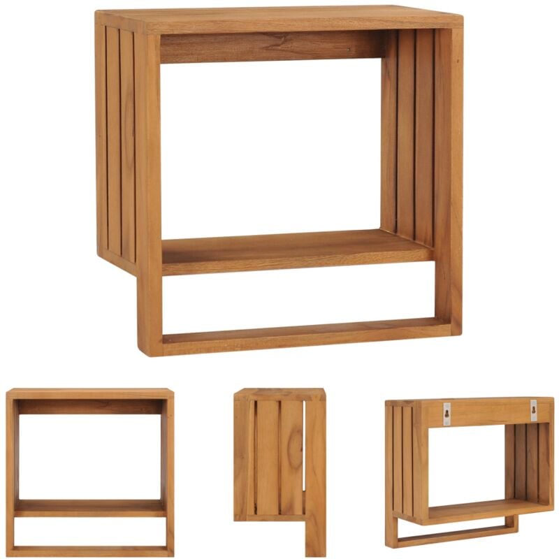 Inlife - The Living Store Handtuchregal zur Wandmontage 35×20×35 cm Teak Massivholz - Handtuchhalter - Braun