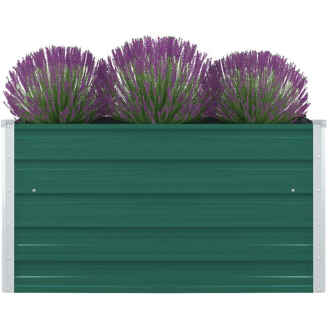 INLIFE Jardinière 100 x 100 x 45 cm Acier galvanisé Vert