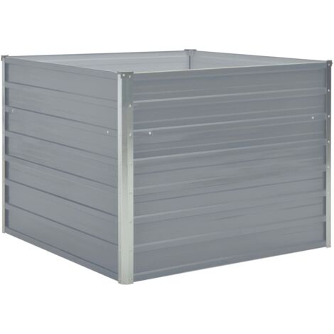 INLIFE Jardinière 100 x 100 x 77 cm Gris Acier galvanisé