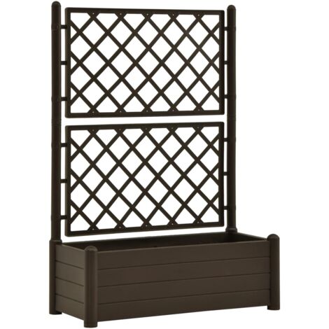 INLIFE Jardinière avec treillis 100x43x142 cm PP Moka
